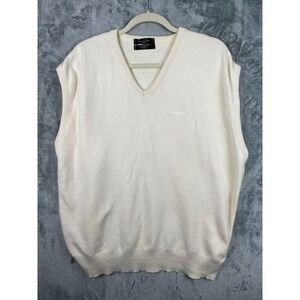 Vintage Christian Dior Monsieur Sweater Vest Mens XL Ivory V-Neck Pullover‎ USA